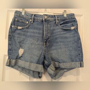 Free Assembly Women Cuff Jean Shorts Size 14 Rolled Blue Denim stretch Y2K Short